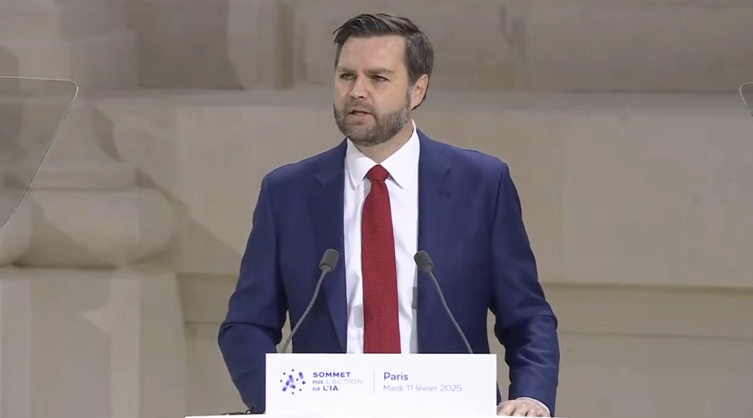 US Vice President JD Vance delivers remarks at the Paris AI Action Summit.